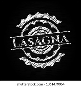 Lasagna chalkboard emblem on black board