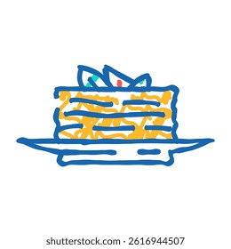 lasagna dish italian cuisine doodle icon sketch vector. lasagna dish italian cuisine sign. isolated symbol illustration