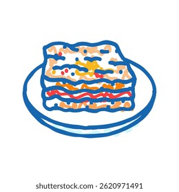 lasagna dish italian cuisine doodle icon sketch vector. lasagna dish italian cuisine sign. isolated symbol illustration