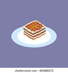 Lasagna Food Icon on the purple background. Vector illustration