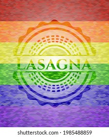 Lasagna lgbt colors emblem. Vector Illustration. Mosaic. 