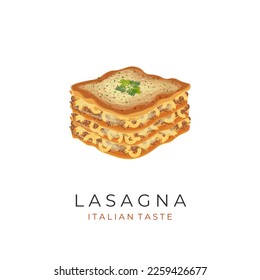 Lasagna with macaroni vector illustration Logo