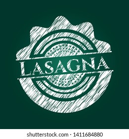 Lasagna on chalkboard. Vector Illustration. Detailed.