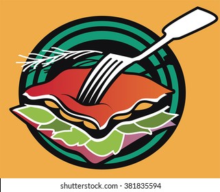 lasagna on plate with fork
