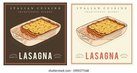 Lasagna in rectangular baker pan