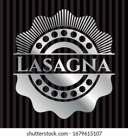 Lasagna silver shiny badge. Vector Illustration. Mosaic.
