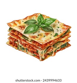 lasagna vector illustration in watercolour style