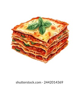 lasagna vector illustration in watercolour style