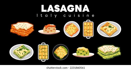 Lasagna vector set collection graphic clipart design