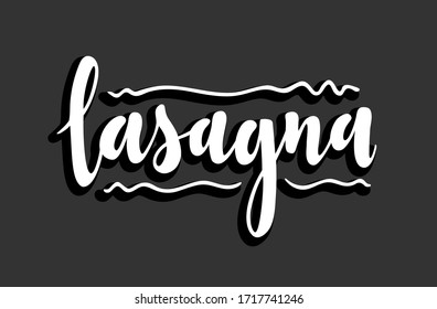 Lasagna vector text, hand drawn lettering