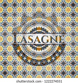 Lasagne arabic badge background. Arabesque decoration.