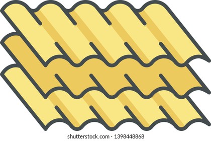Lasagne color icon. Traditional Italian meal. Rectangle sheets of pasta. Tiny rolled dough sheets. Semi-finished product for cooking. Mediterranean food. Isolated vector illustration
