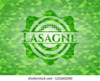 Lasagne green emblem with mosaic ecological style background