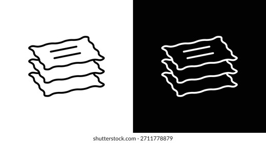 Esquema del icono de lasaña. Vector aislado pictograma para el Web