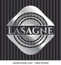 Lasagne silver badge or emblem. Vector Illustration. Mosaic.