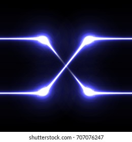 Laser beam glowing geometric shape. Neon effect vector illustration
