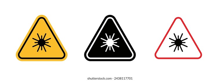 In: Laser Beam Hazard Icon. Gefahr der Lichtstrahlung. Sicherheitszeichen für Augenschutz in der Industrie.