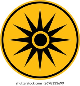 Vector de riesgo de haz láser. Señal de advertencia de radiación óptica. Símbolo de peligro láser de advertencia