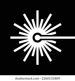 icono de haz láser, fondo negro, ilustración vectorial