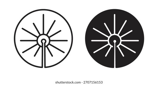 Icono de haz de láser en un diseño de Vector de trazo negro y versión sólida plana sobre fondo blanco