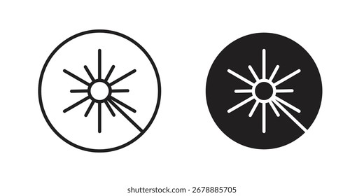 Diseño gráfico de estilo de línea de icono de haz láser. Vectores editables.