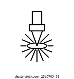 laser beam icon, line vector isolated on white background. trendy and modern design