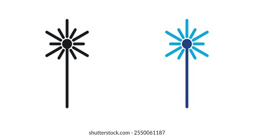 Icono del haz del laser fijado en versión negra y coloreada