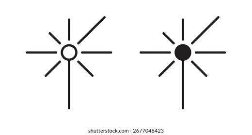 Conjunto de iconos de haz láser, arte de línea y diseño de glifos. Eps10
