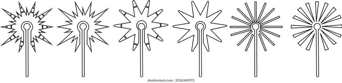 Laser Beam Icon set, Sparkle design element, beam shoots out, emphasizing technology and innovation, Abstract concept graphic element of glow target flash line, isolated on transparent background.