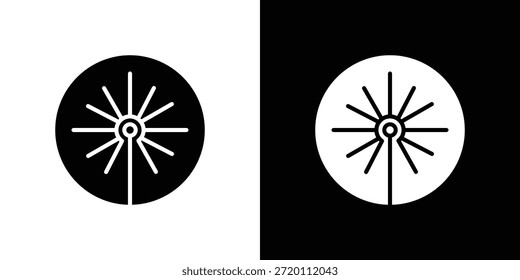 Icono de haz láser ilustraciones gráficas planas simples. Vector de silueta blanco y negro