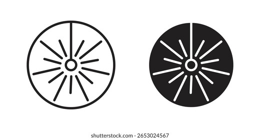 Conjunto de símbolos de icono de rayo láser en negro. línea e iconos planos