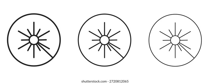 Símbolo delgado de la línea del icono del haz del laser en el fondo blanco, Ilustración vectorial editable del movimiento