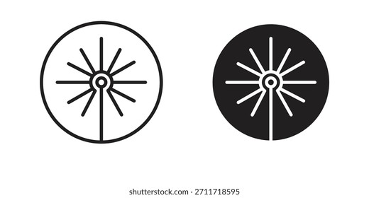 Icono de haz láser en estilo lineal y plano delgado. conjunto de signos y símbolos