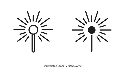 Icono de haz láser en estilo plano y trazo delgado.