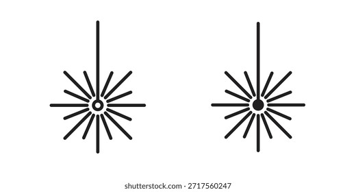Iconos del rayo láser. Píxel perfecto. Icono de contorno de Vector. Concepto de logotipo plano.