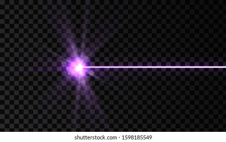 Laser beam. Lighting ray with flash and sparkle.
