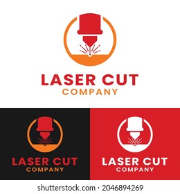 Laser Beam Plasma Machine Cutting Engraving Welding Melting Milling Manufacturing Metalwork Workshop Industry Company Simple Flat Logo Design.