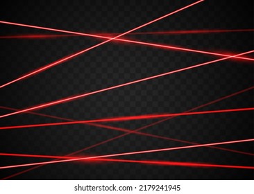 Laser beam red light. Vector laser beam line ray glow effect energy