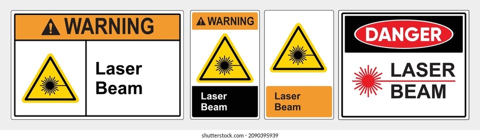 laser beam sign. warning caution board. Safety sign Vector Illustration. OSHA and ANSI standard sign. eps10