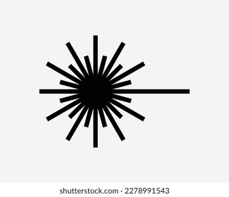 Laser Beam Symbol Lazer Radiation Light Optical Danger Caution Icon Vector Black White Silhouette Sign Graphic Clipart Artwork Illustration Pictogram