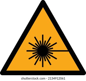 Laser beam warn sign black and orange