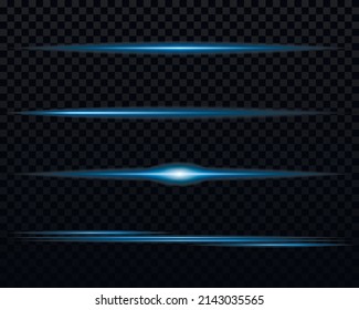 Laserstrahlen. Blaue Lichtstrahlen. Neonlicht auf dunklem Hintergrund