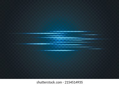 rayos láser. Rayos de luz azul. Luz neón en el fondo oscuro