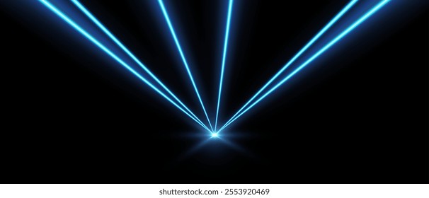 Laser beams, concert or nightclub spotlights light effect.