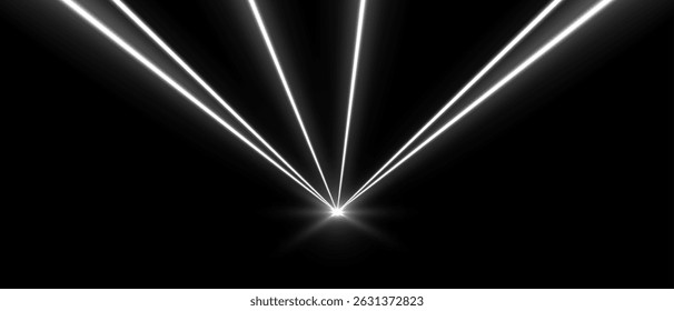 Laser beams, concert or nightclub spotlights light effect.