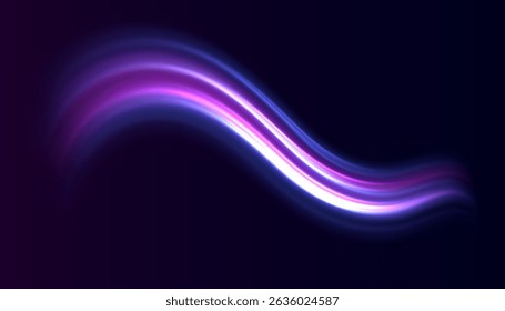 Laser beams glowing abstract sparkling isolated on transparent background. Neon line as speed or arc, turn, twist, bend in light effect. Light arc in neon colors. PNG, lens, neon, line, blur, beam.