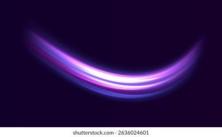 Laser beams glowing abstract sparkling isolated on transparent background. Neon line as speed or arc, turn, twist, bend in light effect. Light arc in neon colors. PNG, lens, neon, line, blur, beam.