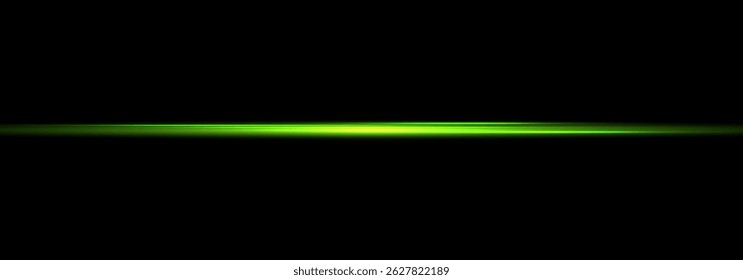 	
Feixes de laser e conjunto de luz horizontal verde. Efeitos de Flash brilhante com linhas de velocidade, rajadas de luz e listras brilhantes no fundo transparente para ilustração digital ou futurista