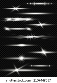 Laser beams, horizontal light beams. Beautiful light flashes. Glowing stripes on a dark background in the form of a star. Glowing abstract glitter background with lined.