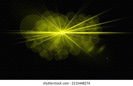 Laser beams, horizontal light beams. Beautiful light flashes. Glowing stripes on a dark background in the form of a star. Glowing abstract glitter background with lined.